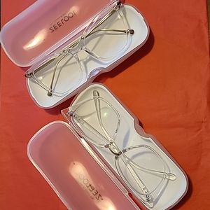2 pairs clear cat-eye eyeglass frames